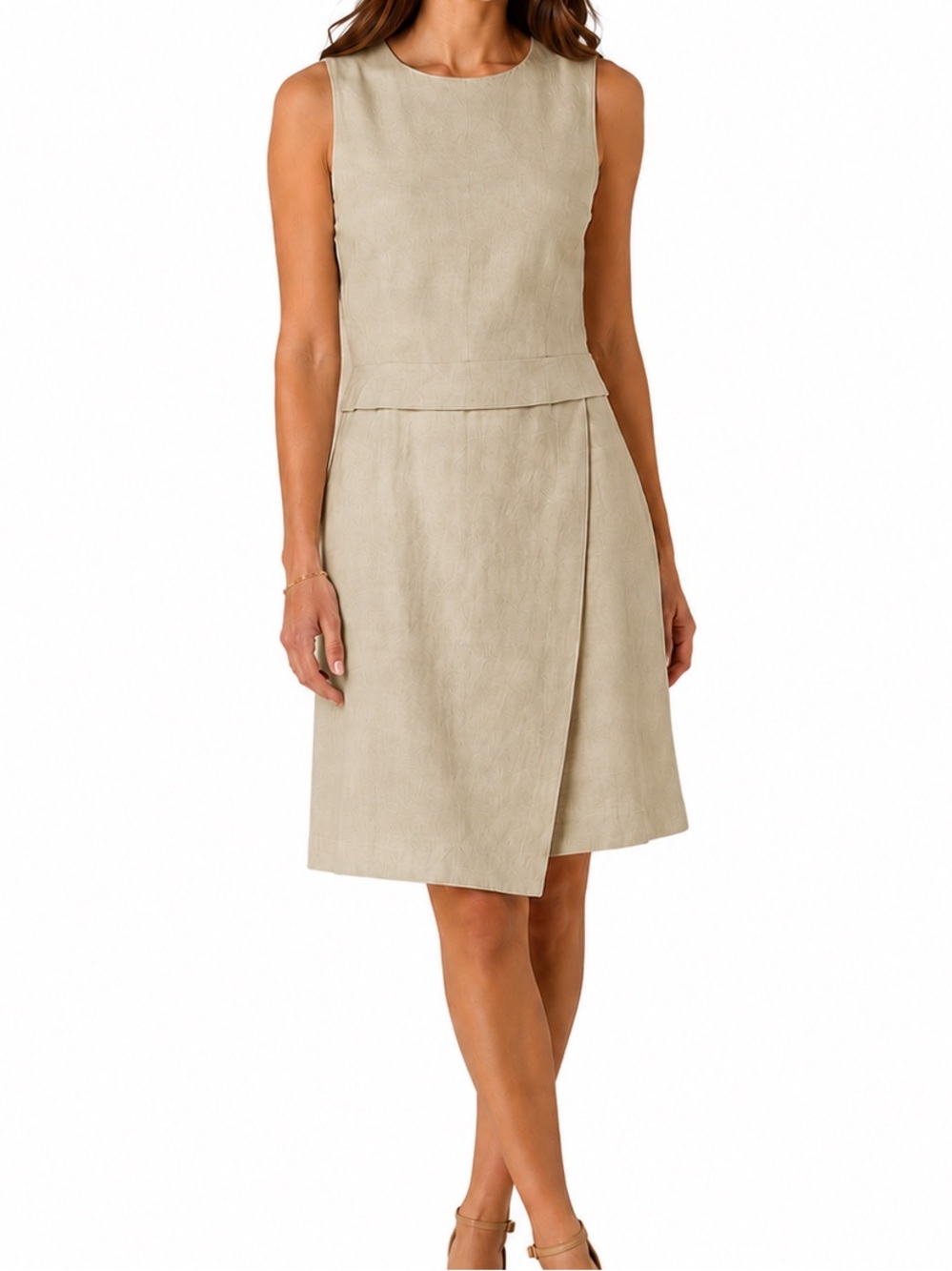 Banana Republic Size 2 Tall Beige Linen Blend Sleeveless Dress